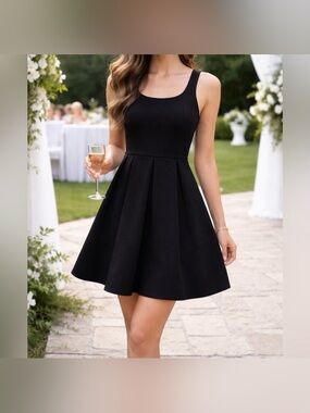 Express Black Fit & Flare Skater Dress Size 2 Sleeveless Pleated EUC